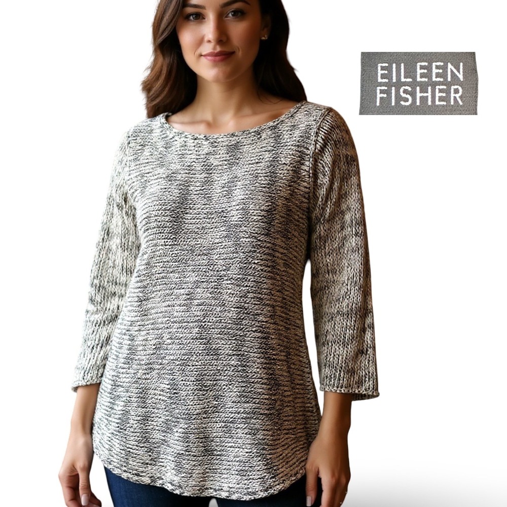 EILEEN FISHER‎ Knit Top Organic Cotton Linen Women's Small Cottagecore Lagenlook